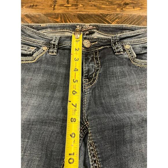 Silver Jeans Aiko Capri Women 33 Thick Stitch Y2K 90s Western Cowgirl Fringe - Picture 7 of 16